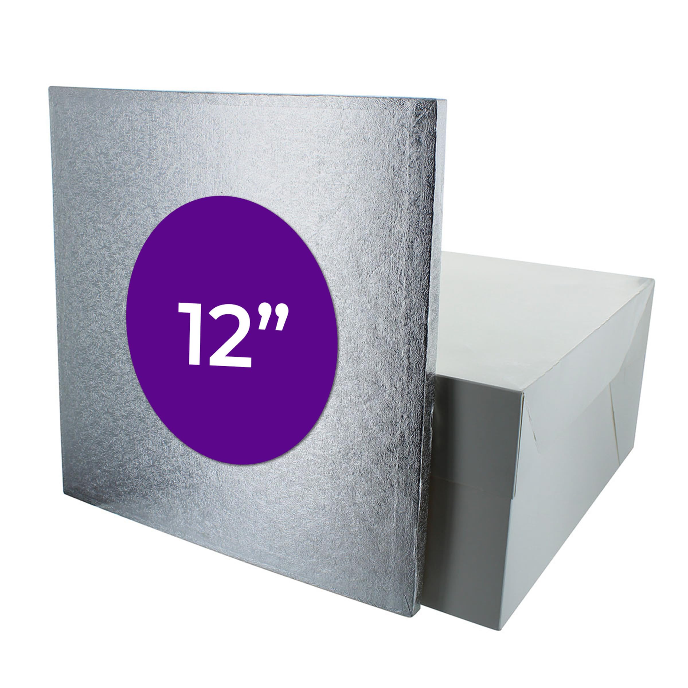 DecoPac 12 Inch Square Silver Cake Drum Board & White Bakery Box Set - Perfect for Wedding Cakes, Birthday Desserts, Pies & Cookie Transport | Durable Cake Plate & Matching Box for Professional Bakers & Home Bakers