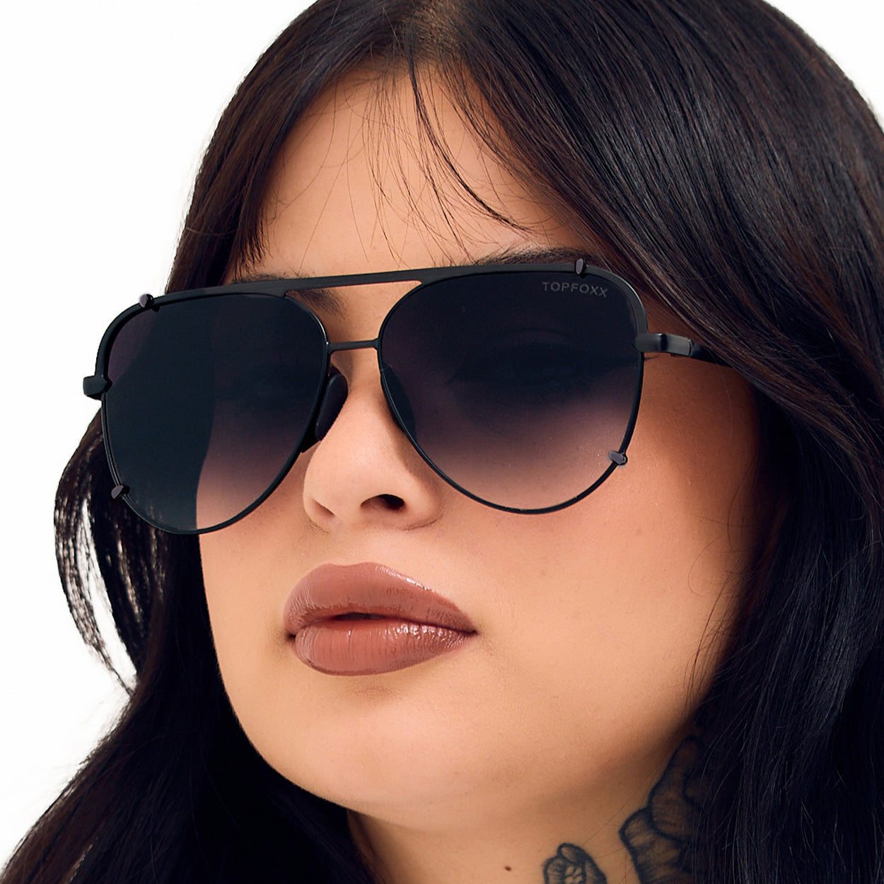 Tangle-Free Faded Black Aviator Sunglasses for Women - Classic Retro Style for Driving, Beach & Outdoor Activities