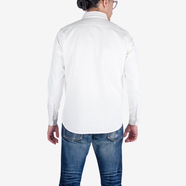 Iron Heart IHSH-391 Heavyweight 13.5oz Denim Work Shirt for Men - Classic White Cotton Shirt for Workwear, Outdoor & Casual Style