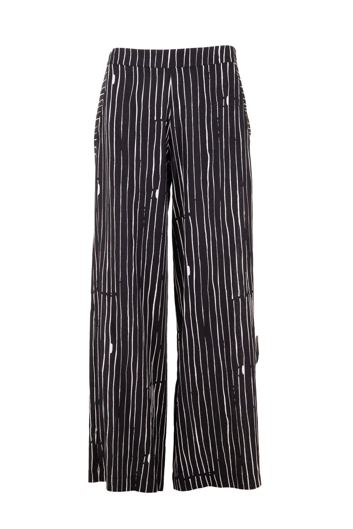 S25506 Black & Ecru Stripe Trousers for Women - Comfortable Office Pants, Business Casual Work Pants, Professional Slacks for Work & Formal Occasions