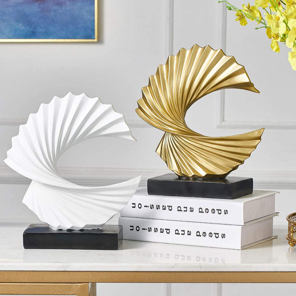 Modern Abstract Resin Sculpture for Home & Office Decor - Elegant White Decorative Sculptures, Room Ornaments & Interior Design Accents | Perfect for Living Room, Bedroom, Workspace & Gift Giving