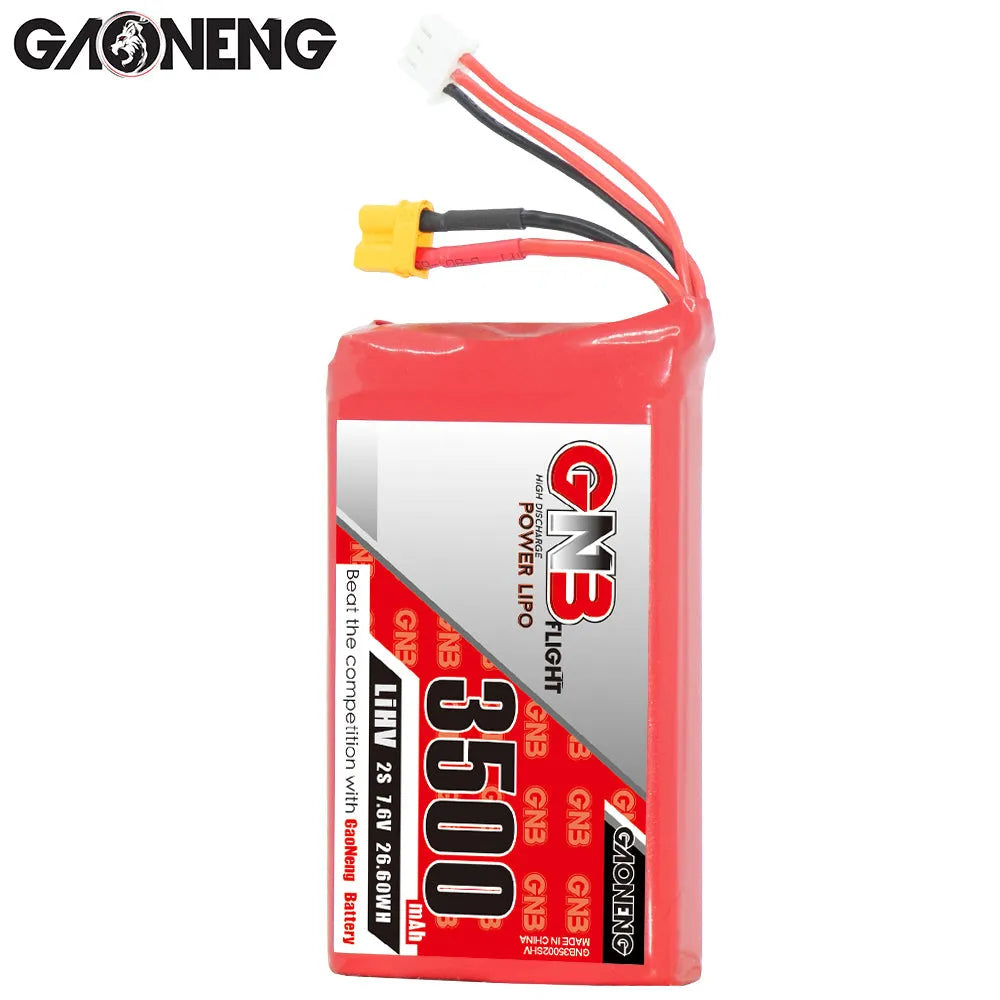 GNB 3500mAh 7.6V 2S LiPo LiHv Rechargeable Battery with XT30 Plug - Compatible with FrSky ACCST Q X7 Transmitter Remote Controller - Perfect for RC Drones, Airplanes, and FPV Racing