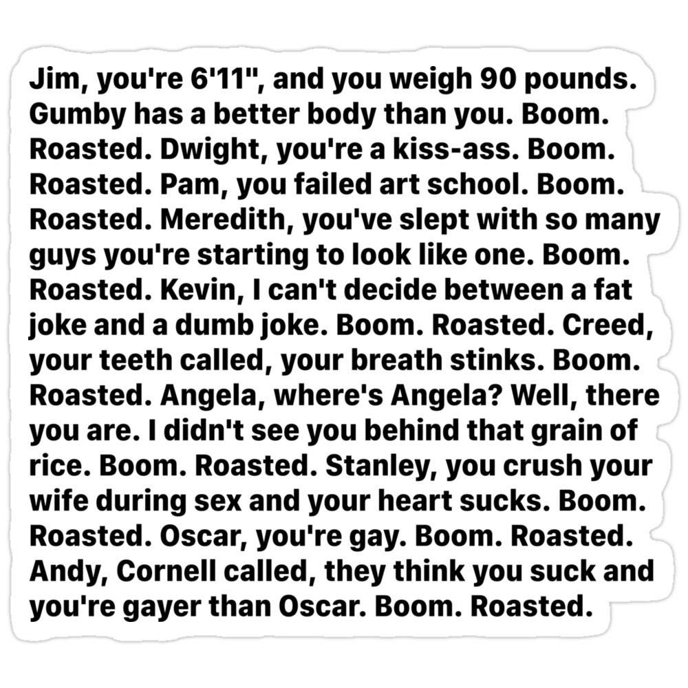 3 Pack Michael Scott 'Boom Roasted' Funny Vinyl Stickers - Waterproof Decals for Laptop, Phone, Car, Guitar, Fridge - Perfect for The Office Fans & Pop Culture Enthusiasts