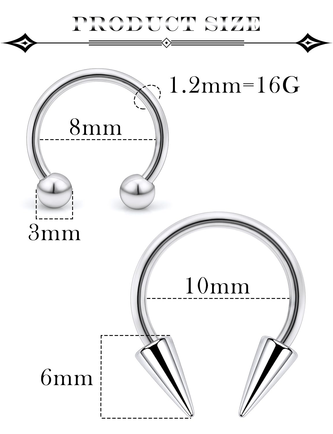 Surgical Steel Septum Rings 16G - Lip & Snake Bite Jewelry for Men & Women | Perfect for Piercing & Style