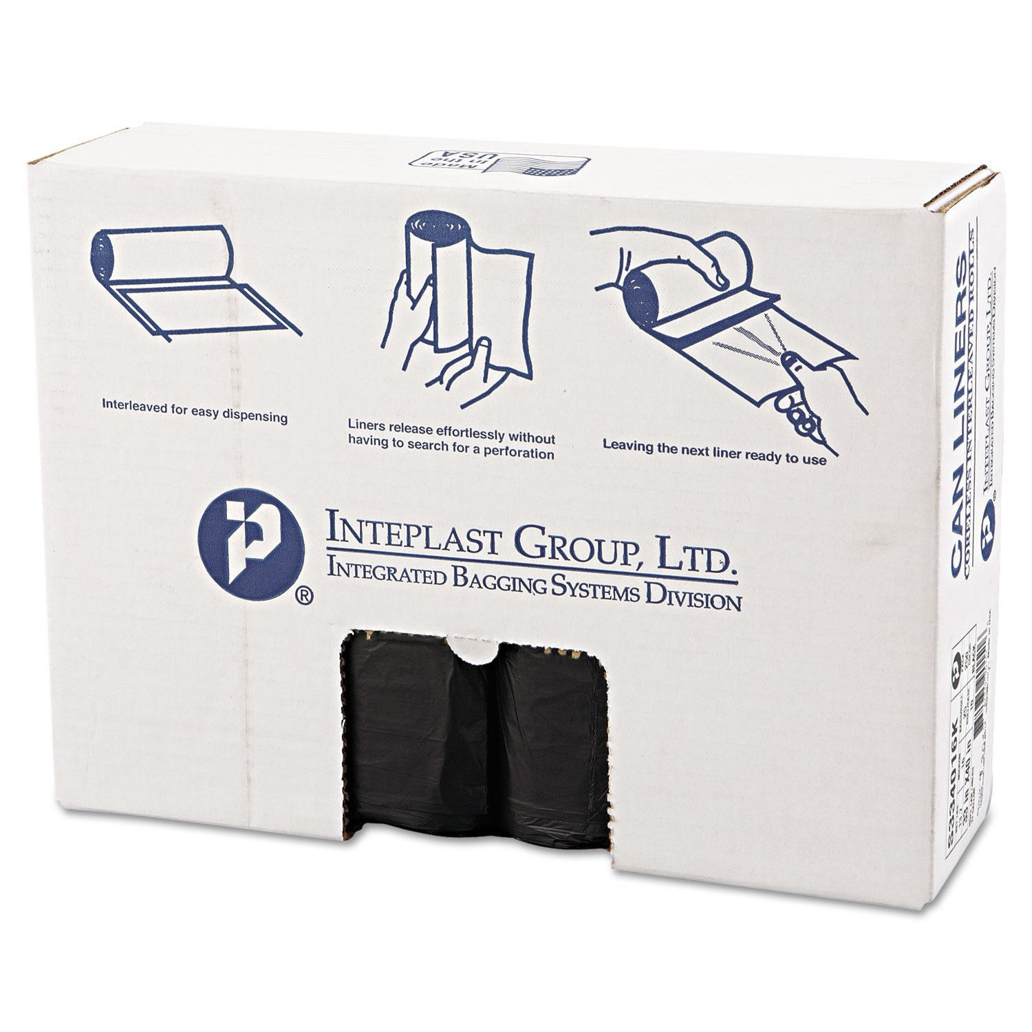 Inteplast Group S334016K 33 Gallon Heavy Duty Black HDPE Trash Bags - 33