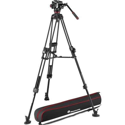 Manfrotto 504X Professional Fluid Video Head with 645 Fast Twin Aluminum Tripod - Perfect for Smooth Videography & Photography on Set or Outdoors