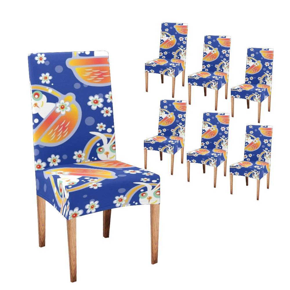 Easter Dining Chair Covers Set of 6 - Stretchable Slipcovers for Party Decor & Holiday Protection - Waterproof Seat Covers for Kitchen, Dining Room & Holiday Gatherings
