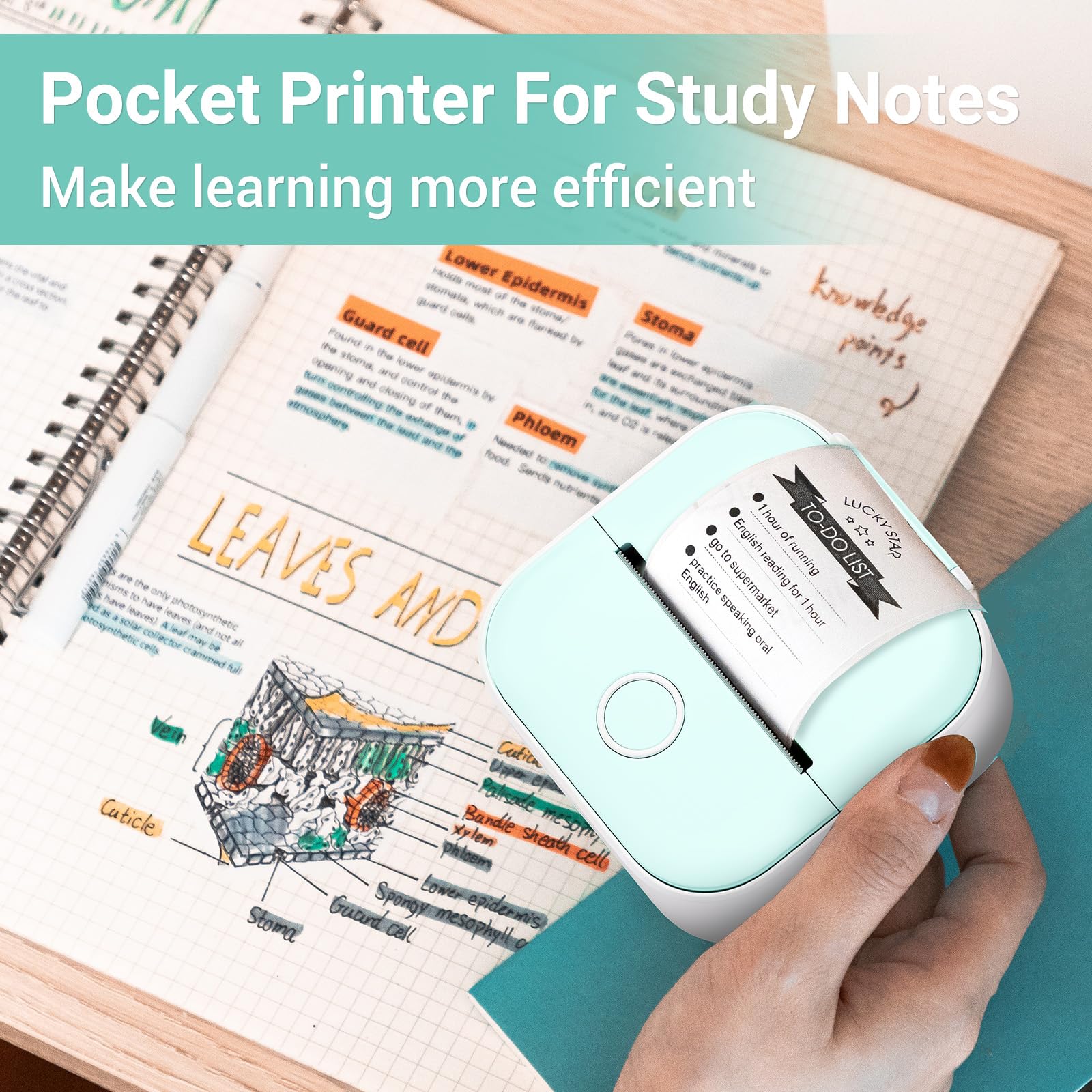 Print Pod Mini Printer - Inkless Sticker Printer, Portable Thermal Printer with Bluetooth for Kids, Early Education, Journaling & Note Taking - Includes 1 Paper Roll - Perfect for School Projects, DIY Stickers & Creative Learning Activities