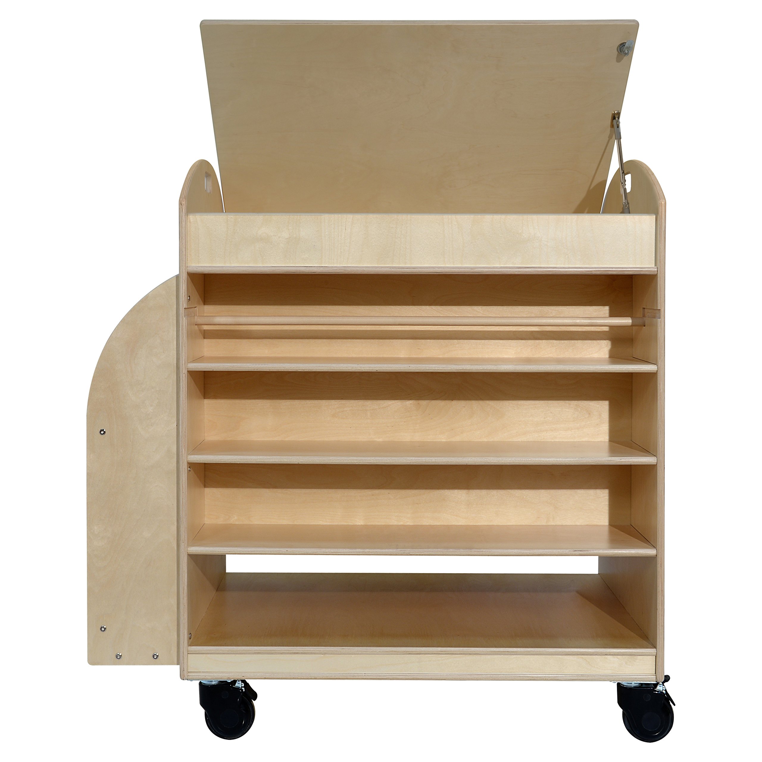Wooden Maker's Cart with Storage - Natural Wood Craft Cart for DIY Projects, Art Supplies & Classroom Organization - Perfect for Artists, Teachers & Crafters
