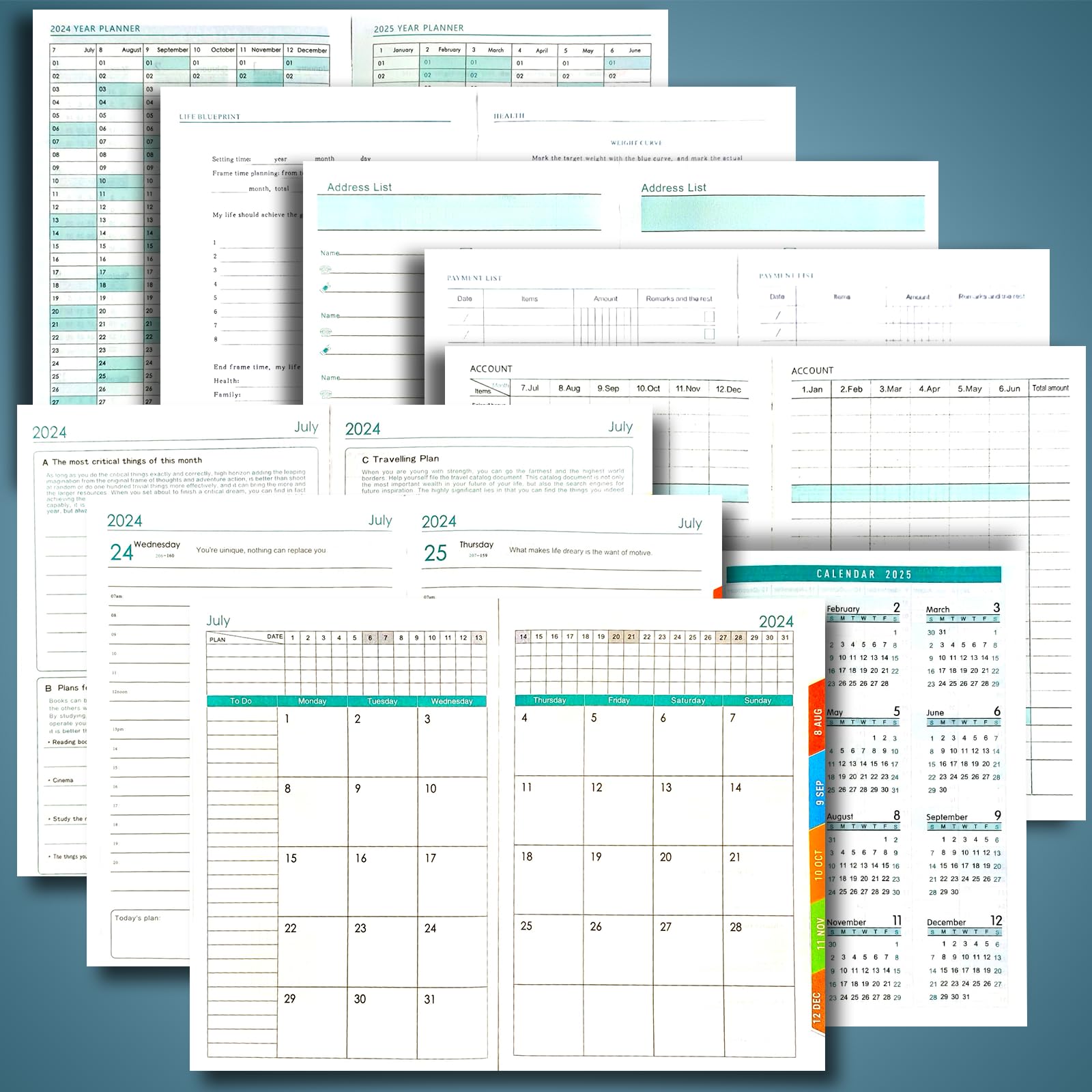2024-2025 Academic Planner - A5 Daily Diary with Monthly Tabs, Hardback Cover, Pen Holder & Back Pocket | Perfect for Students, Teachers & Professionals | July 2024-June 2025 School Year Organizer for Note Taking, Goal Setting & Time Management