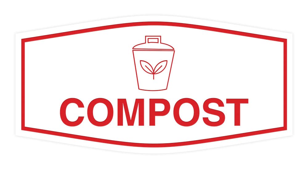 Eco-Friendly Compost Bin Sign - Large White & Red Garden Composting Label for Outdoor & Indoor Use