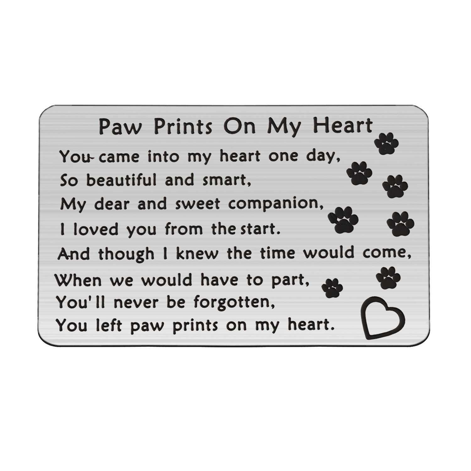 Pet Memorial Jewelry - Paw Print Wallet Card for Pet Loss Sympathy Gift | Pet Owner Keepsake for Comfort & Remembrance
