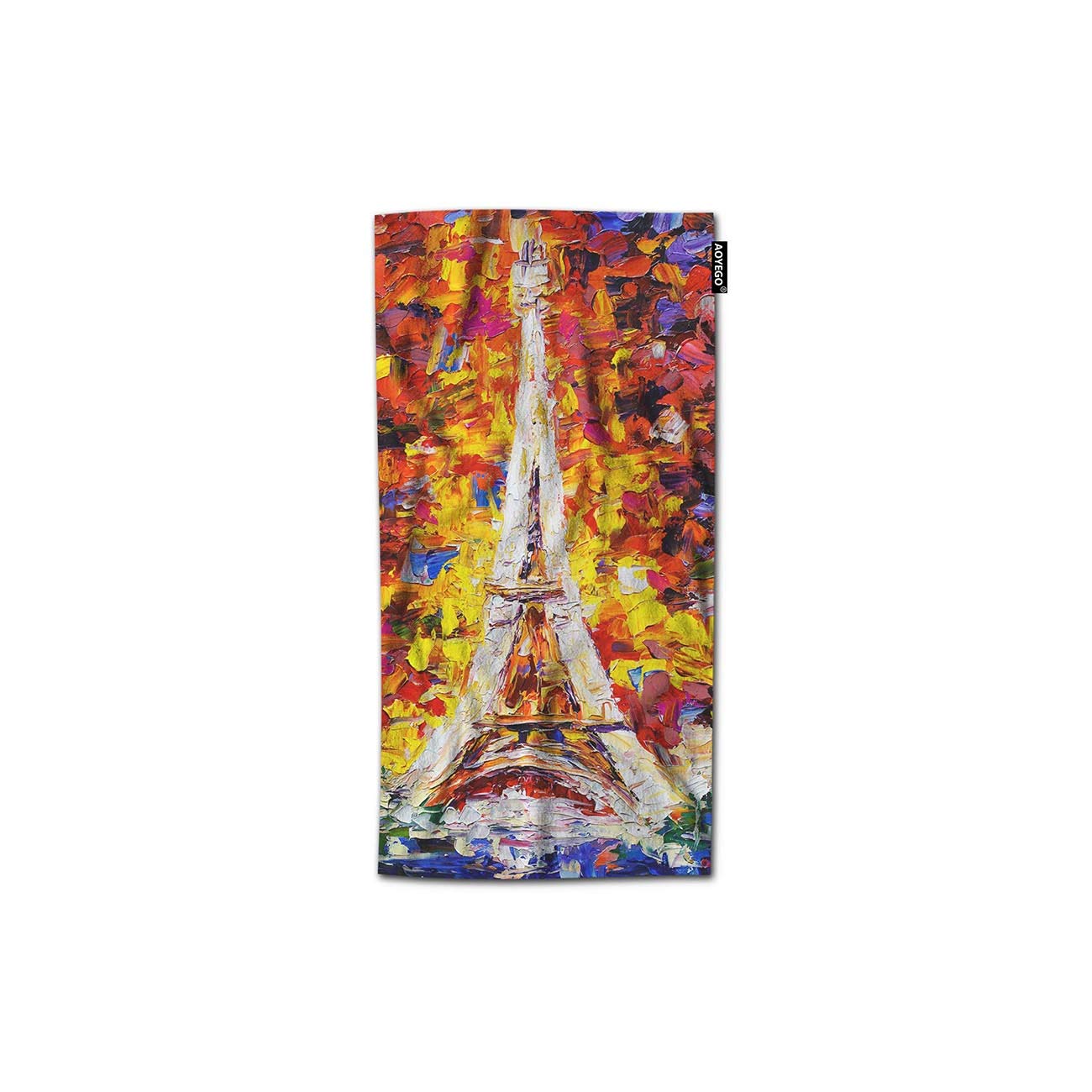 Eiffel Tower Hand Towel - Paris France Cityscape Oil Painting Design - 30x15 Inch Soft Polyester Microfiber Kitchen Towels - Lightweight & Decorative for Bathroom, Kitchen & Home Décor