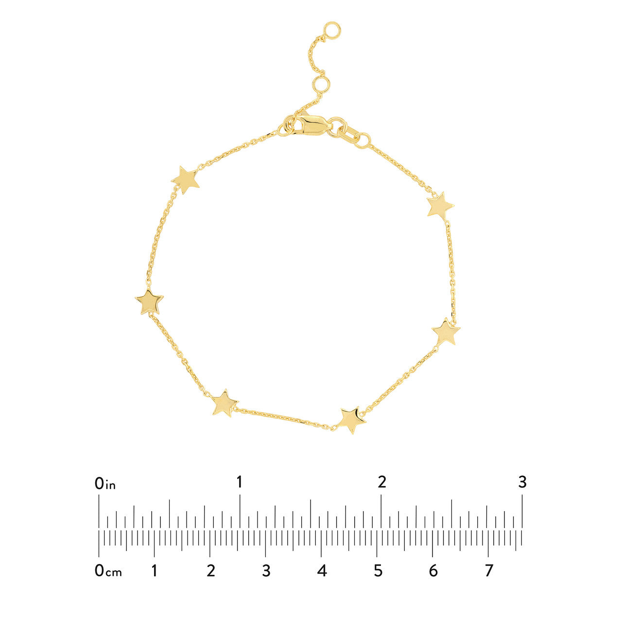 14K Yellow Gold Mini Star Station Bracelet for Women - Dainty Gold Star Charm Bracelet for Everyday Wear & Gifts - Perfect for Layering, Birthdays, Anniversaries