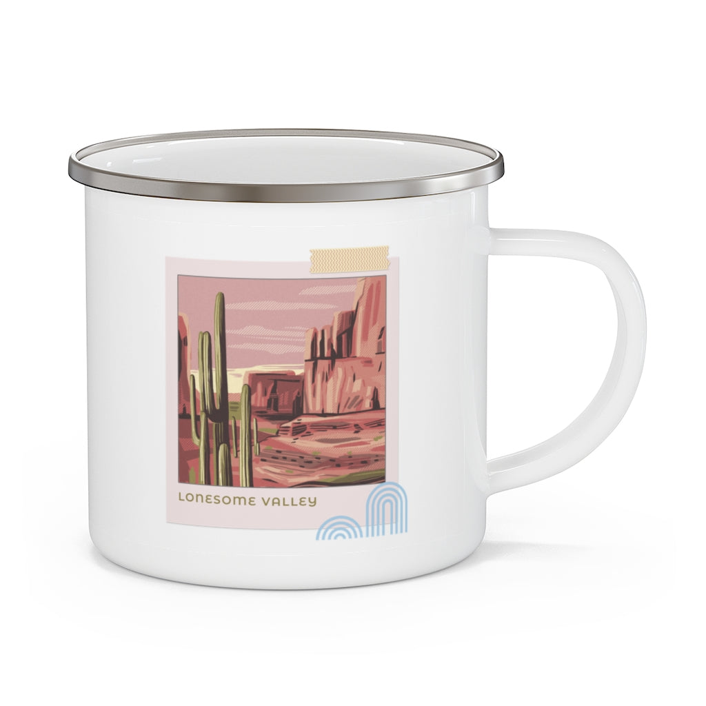 Lonesome Valley Camping Mug - Durable Enamel Travel Mug for Coffee & Tea - Perfect for Outdoor Adventures, Midwest Gifts & Camping Trips