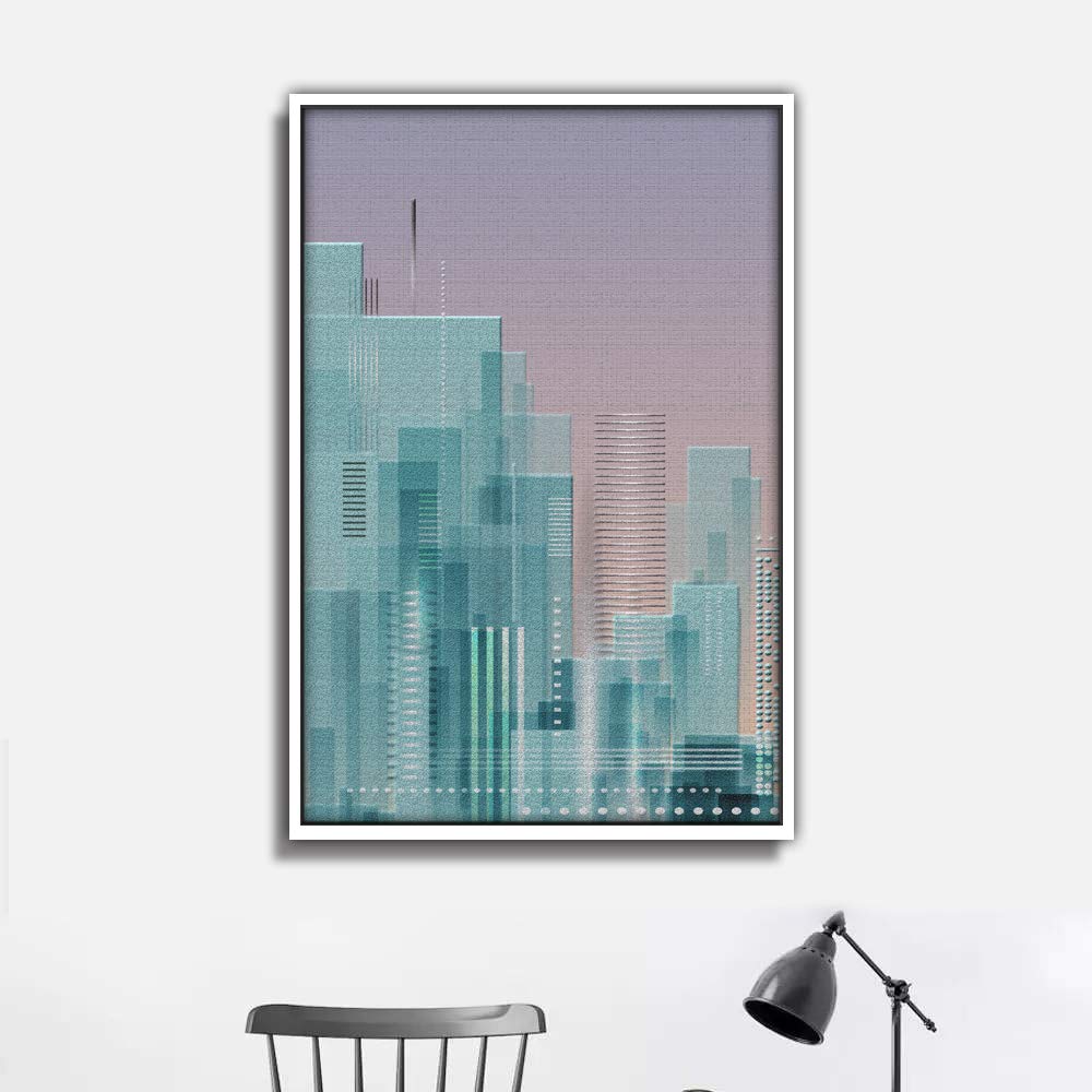 Abstract City Theme Framed Canvas Wall Art - 16x24 Inches, Ready to Hang for Living Room & Bedroom Decor | Modern Home & Office Wall Decoration