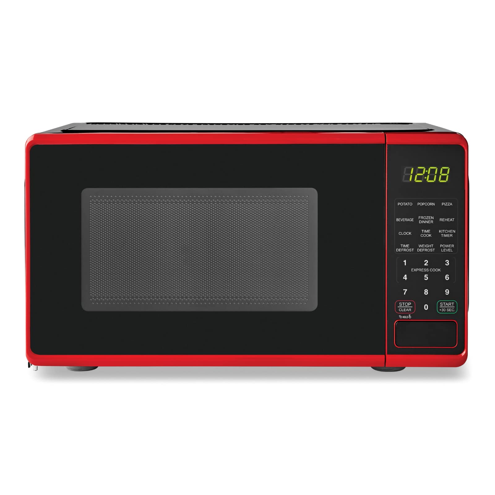 Mainstays 0.7 Cu ft Compact Countertop Microwave Oven - Black & Red - Perfect for Small Kitchens, Dorms, and Office Spaces