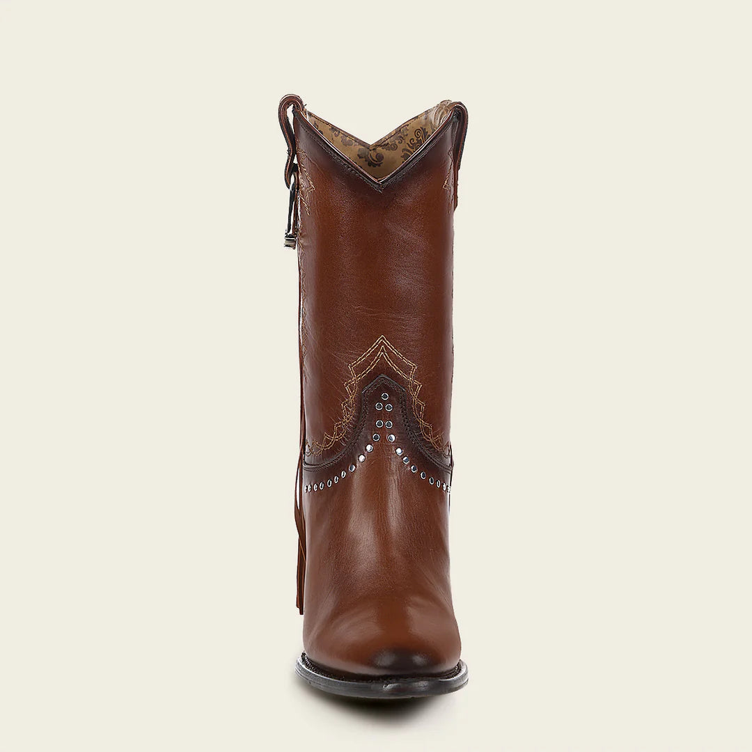 4V11RS Women's Western Cowgirl Leather Boots - Honey Brown - Comfortable & Stylish for Rodeo, Country Dancing & Everyday Wear