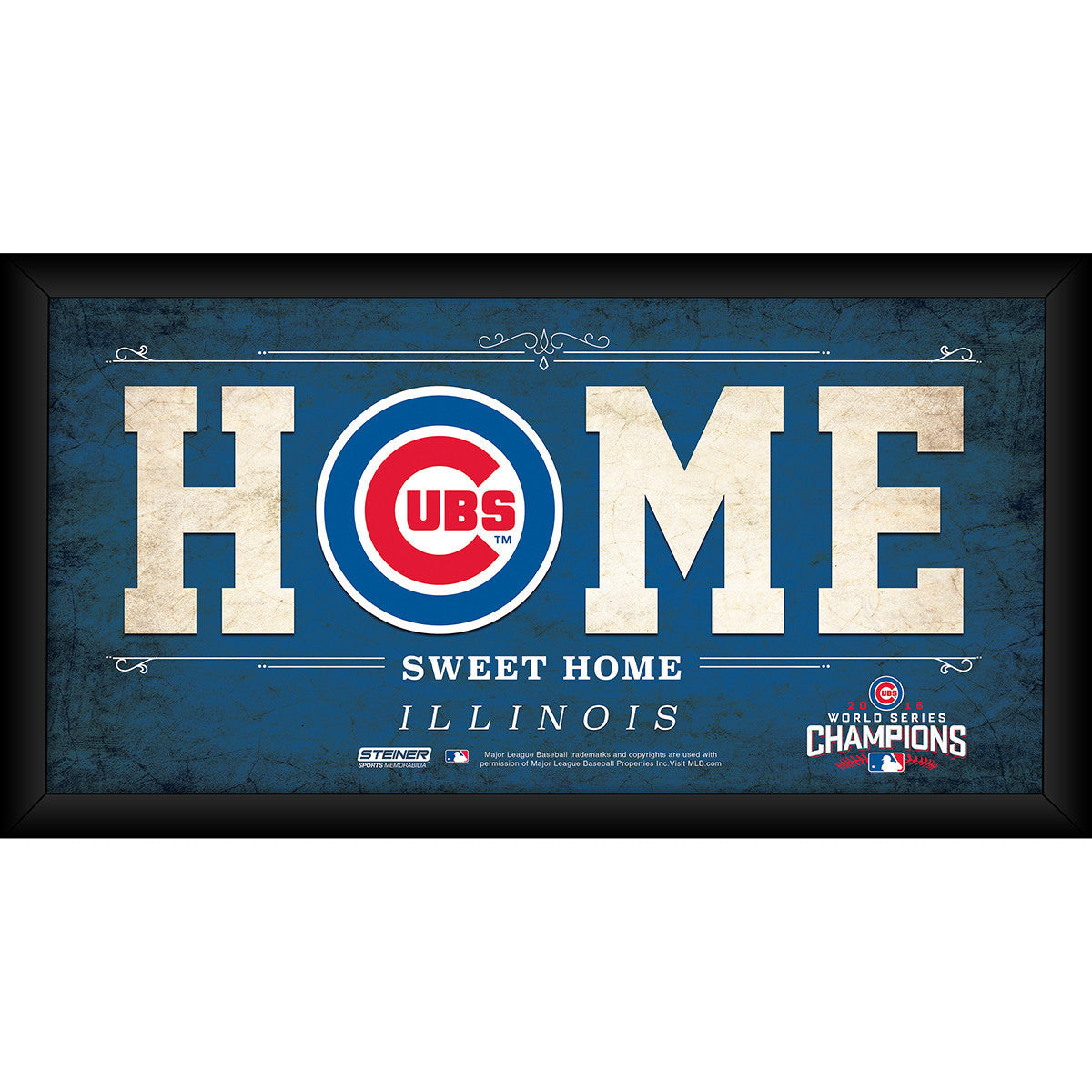 Chicago Cubs 2016 World Series Champions Framed 6x12 Home Sweet Home Sign - Perfect for Baseball Fans, Sports Memorabilia Collectors, and Home Decor
