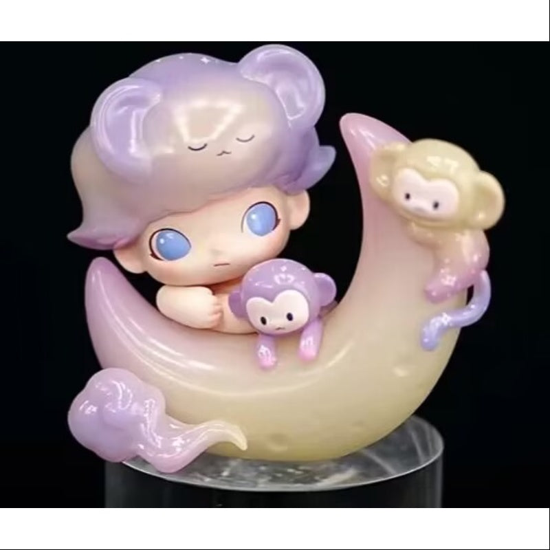 DIMOO Animal Kingdom Series Secret Monkey Catches the Moon - Cute Collectible Blind Box Figure for Kids & Adults - Perfect for Home Decor, Gifts, and Toy Collections
