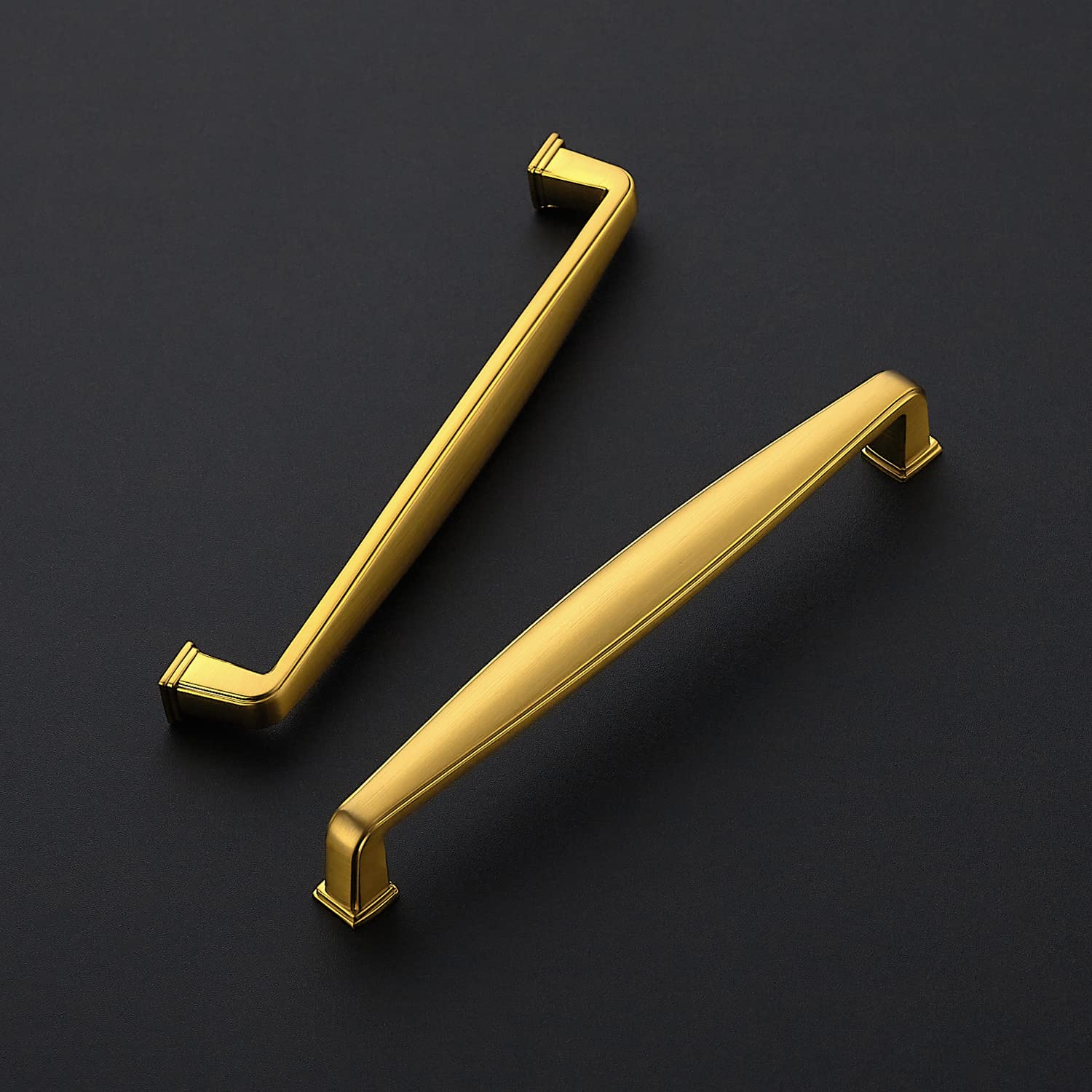 10 Pack Brushed Brass Cabinet Handles - 6-1/4