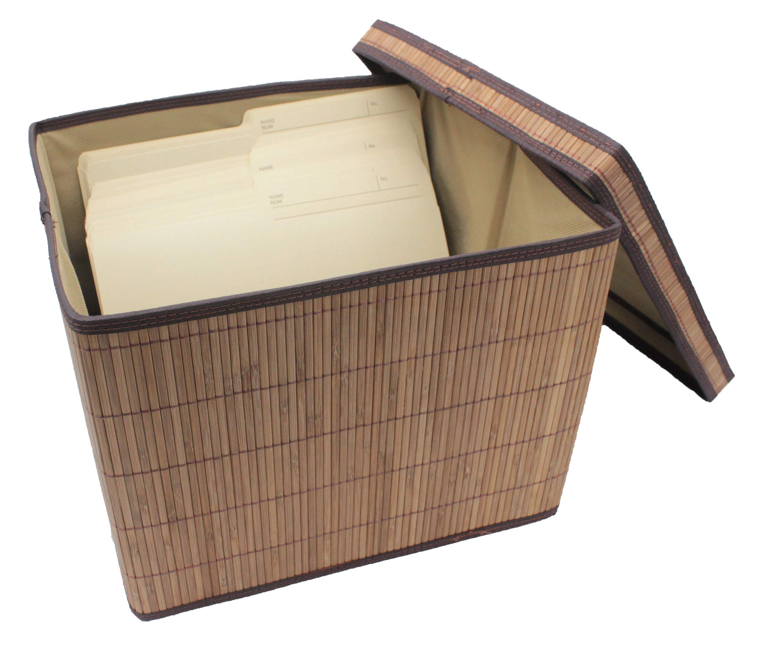 Natural Bamboo Storage Box with Lid - 3 Pack Large, Brown | Eco-Friendly Home Organization for Closet, Bathroom & Office | Seta Direct
