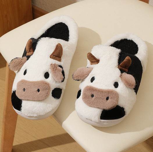Fluffy Cow Slippers for Women & Men - Soft Cloudy House Shoes with Non-Slip Sole | Cozy Indoor/Outdoor Winter Slippers for Home, Office & Gift Giving