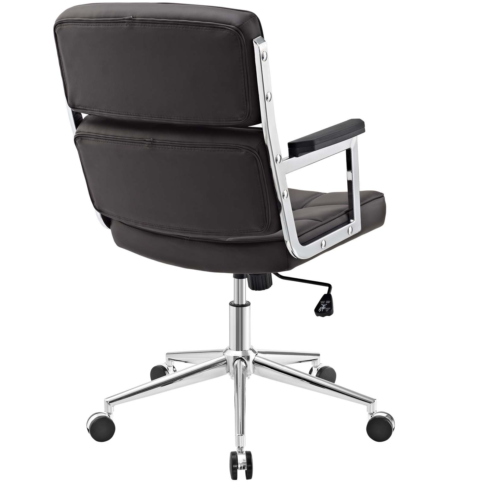 Modway Portray High Back Faux Leather Office Chair - Ergonomic Modern Executive Desk Chair with Adjustable Height & Lumbar Support, Brown - Perfect for Home Office, Gaming & Workspace Comfort