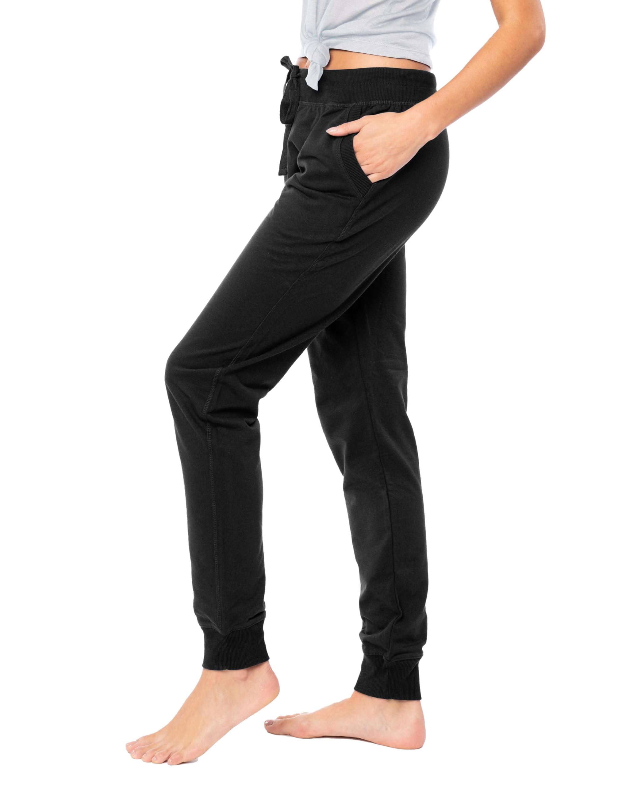 Sexy Basics Women's Drawstring Joggers - Soft Knit Cotton Sweatpants | Multi-Pack & Color Options | Perfect for Yoga, Lounge & Casual Wear