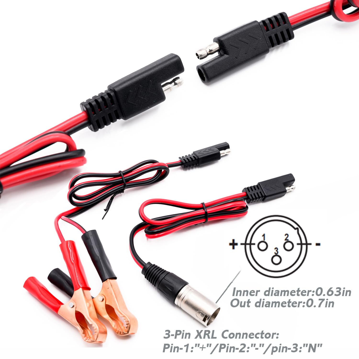 Unocho 24V Smart Automatic Battery Charger - 5A Car Battery Maintainer with Trickle Charge, 3-Pin XLR & Alligator Clips, I/O Switch - Perfect for Cars, Motorcycles, Boats & RVs