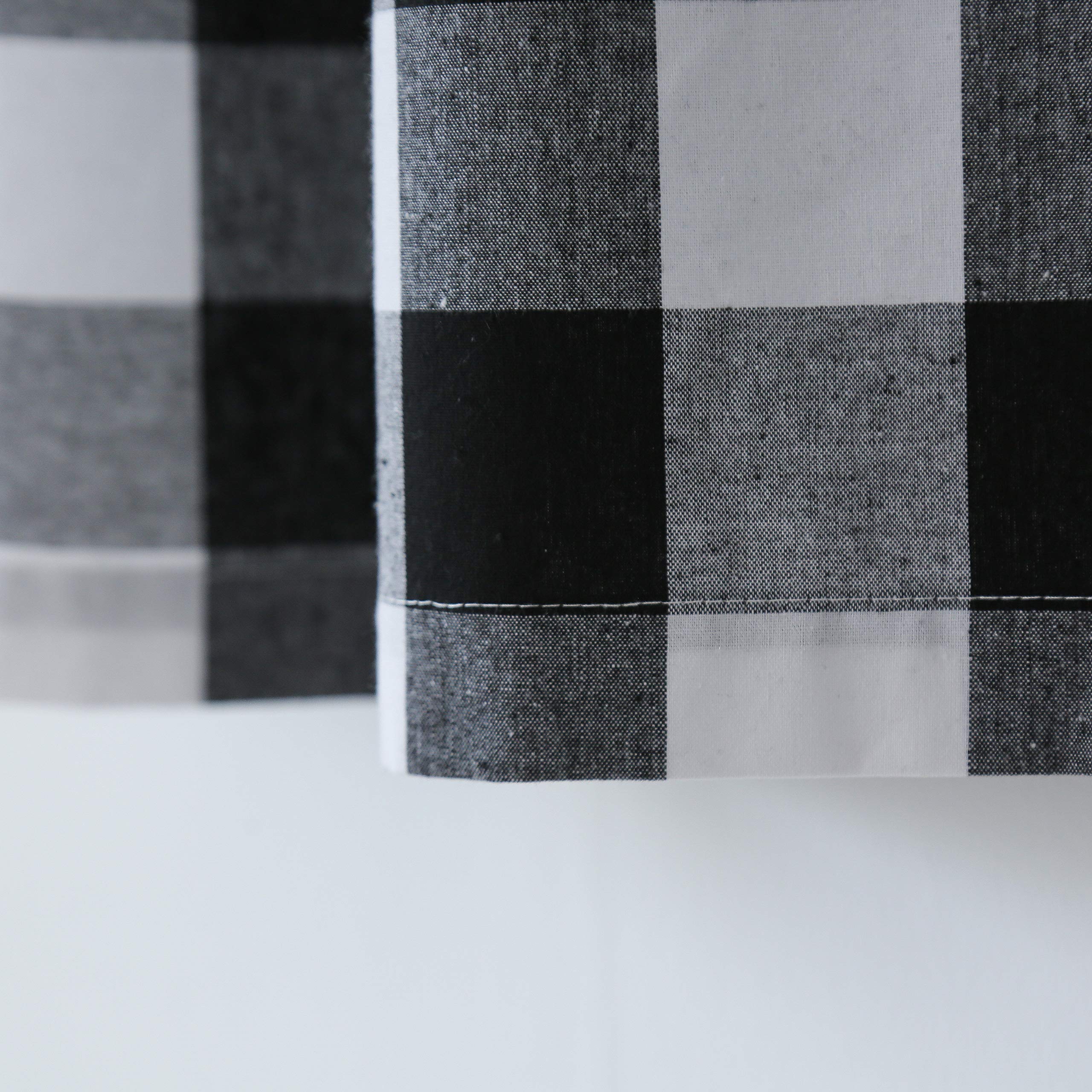 Buffalo Check Cotton Curtains 84 Inch Length - Black & White Gingham Plaid Window Drapes (Set of 2 Panels) with Rod Pocket for Kitchen, Living Room, Bedroom & Basement - Cozy Farmhouse Style Window Treatment for Home Decor
