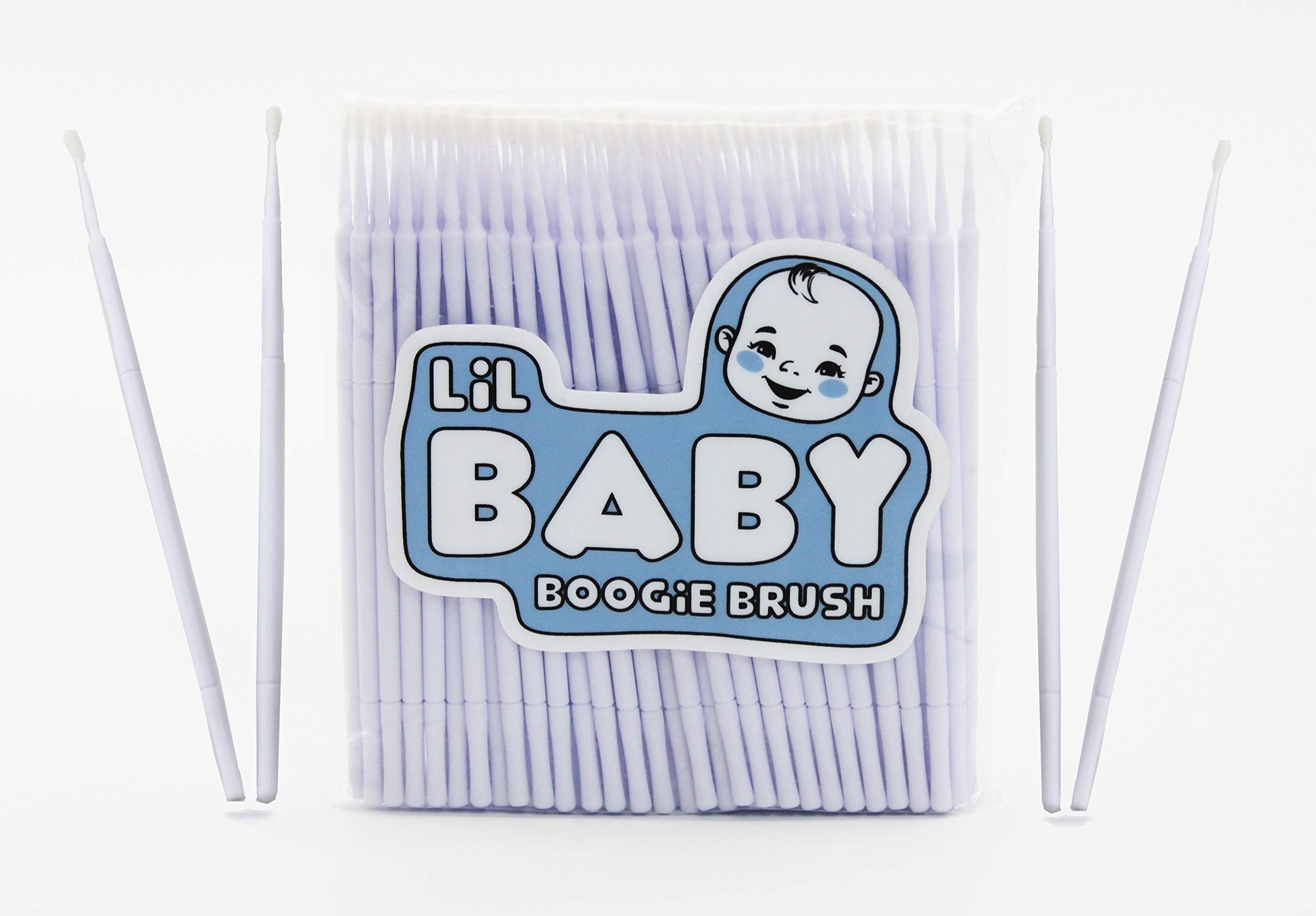 Baby Boogie & Eye Gookie Brushes - 100 Pack Mini Felt Tip Brushes for Gentle Earwax, Boogies & Gookie Removal - Safe for Newborns & Toddlers - Perfect for Nursery, Diaper Bag & Travel (White/Green Options)
