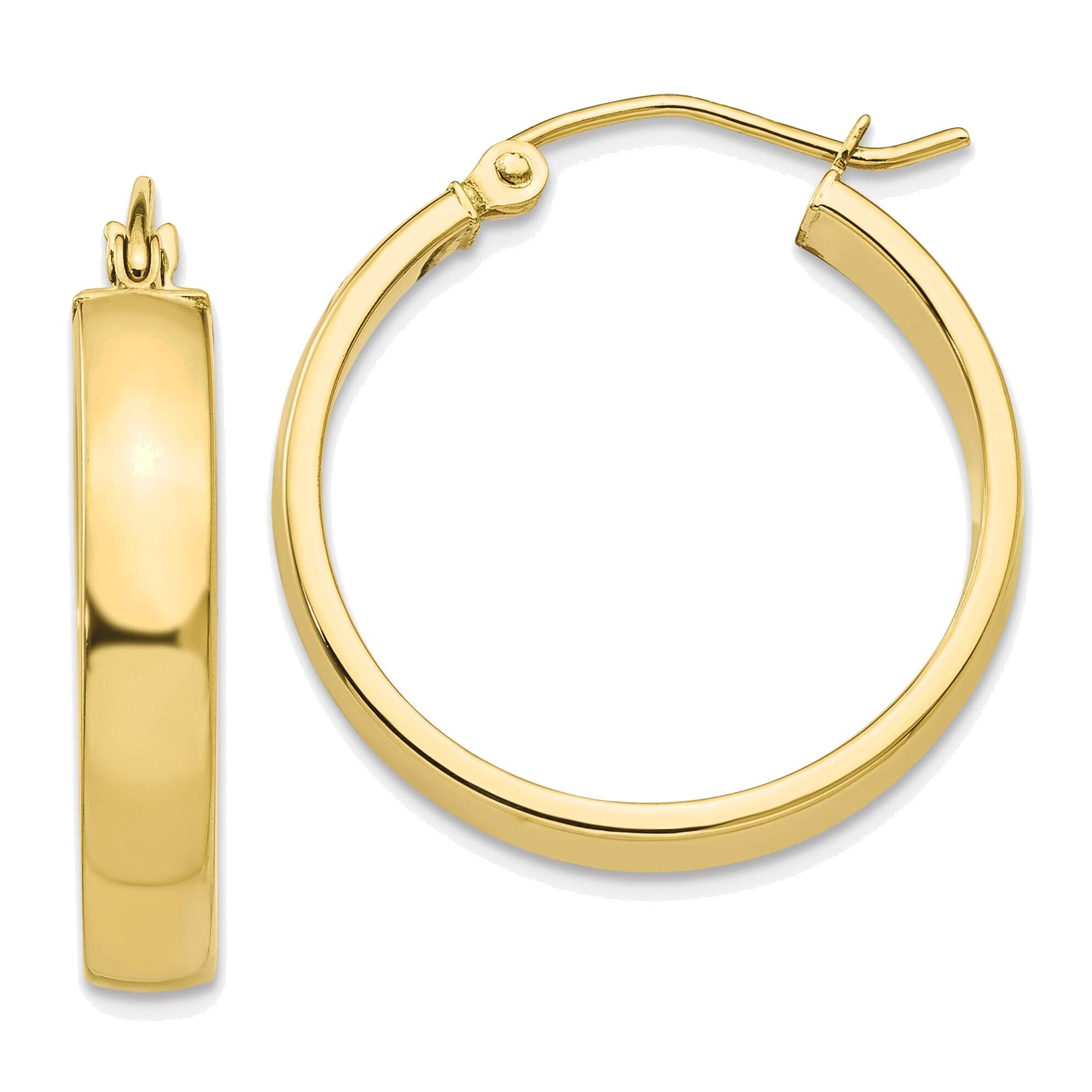 10K Yellow Gold Polished Hoop Earrings for Women - Classic Elegant Jewelry Gift for Everyday Wear, Parties & Special Occasions