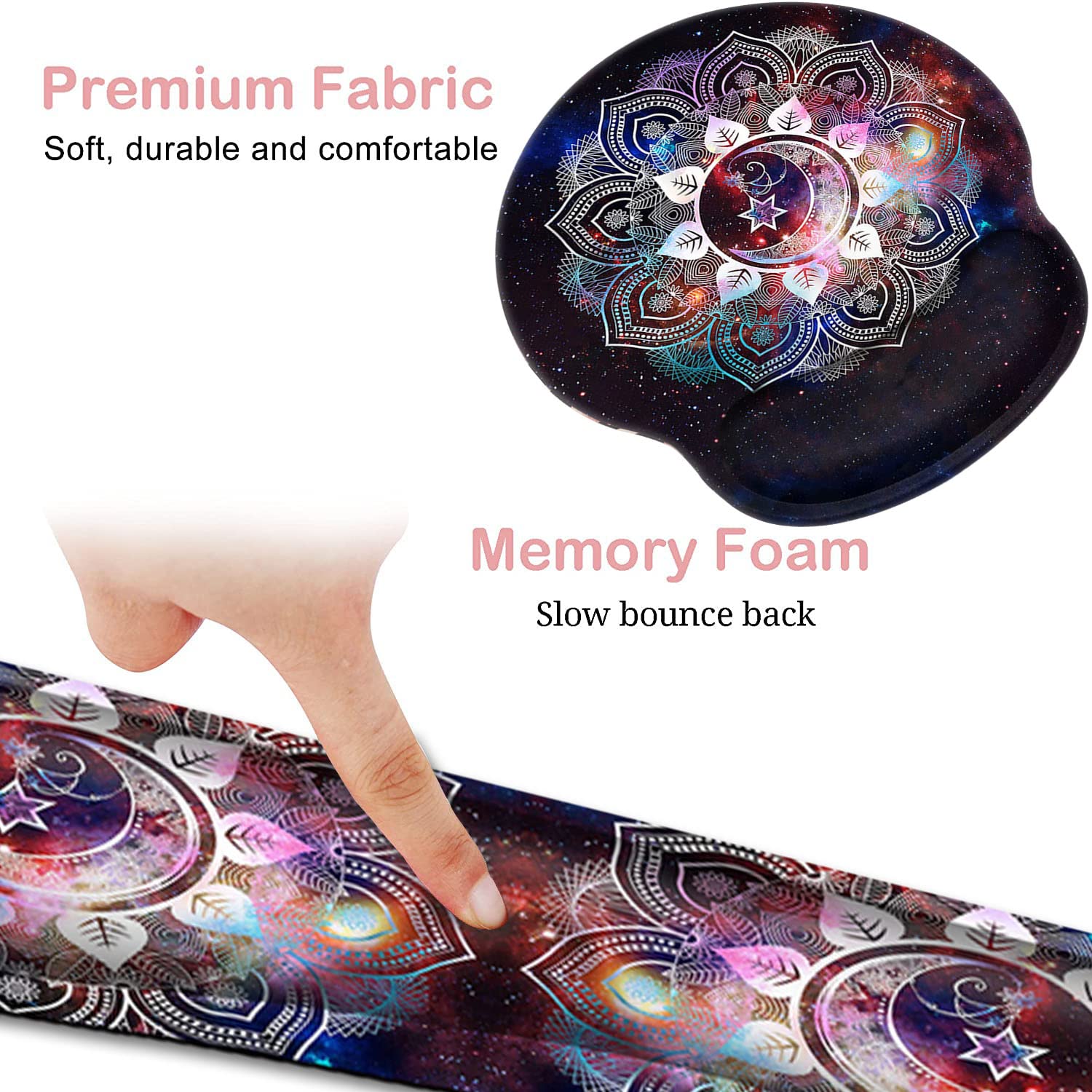 Ergonomic Keyboard Wrist Rest & Mouse Pad Set with Memory Foam - Comfortable Gel Support for Pain Relief During Typing & Gaming (Starry Sky Mandala Design) - Perfect for Office, Home & Gaming Setup