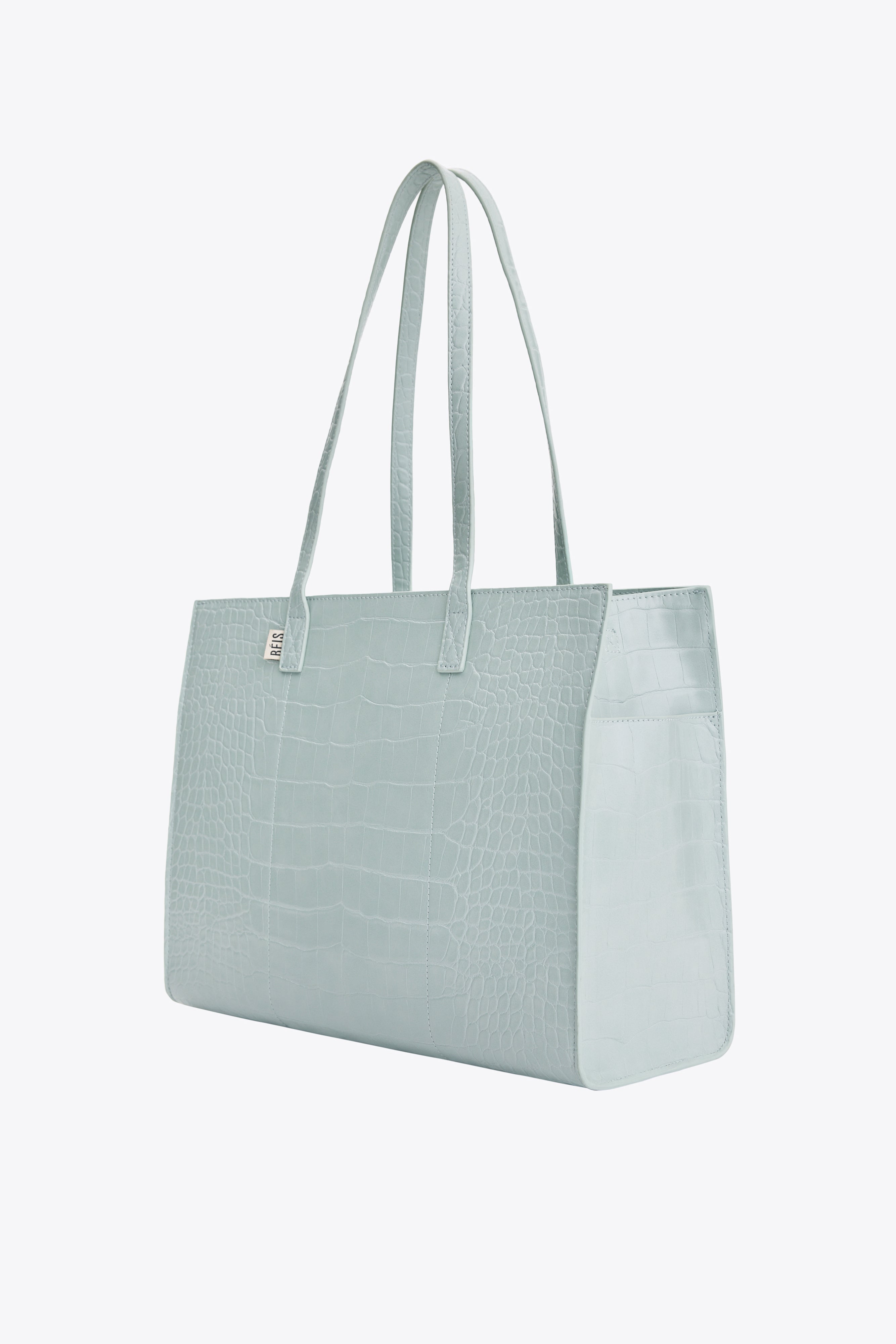 Premium Slate Croc Embossed Leather Work Tote Bag - Stylish & Durable Professional Office Bag for Women, Business Commute, Laptop Carry & Travel Accessory