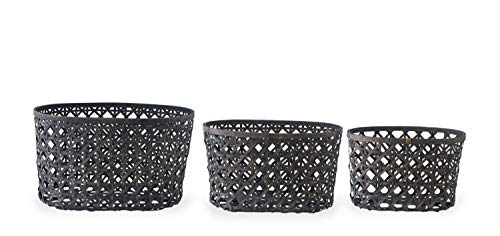 Set of 3 Open Weave Bamboo Oval Nesting Baskets (Grad Sizes)
