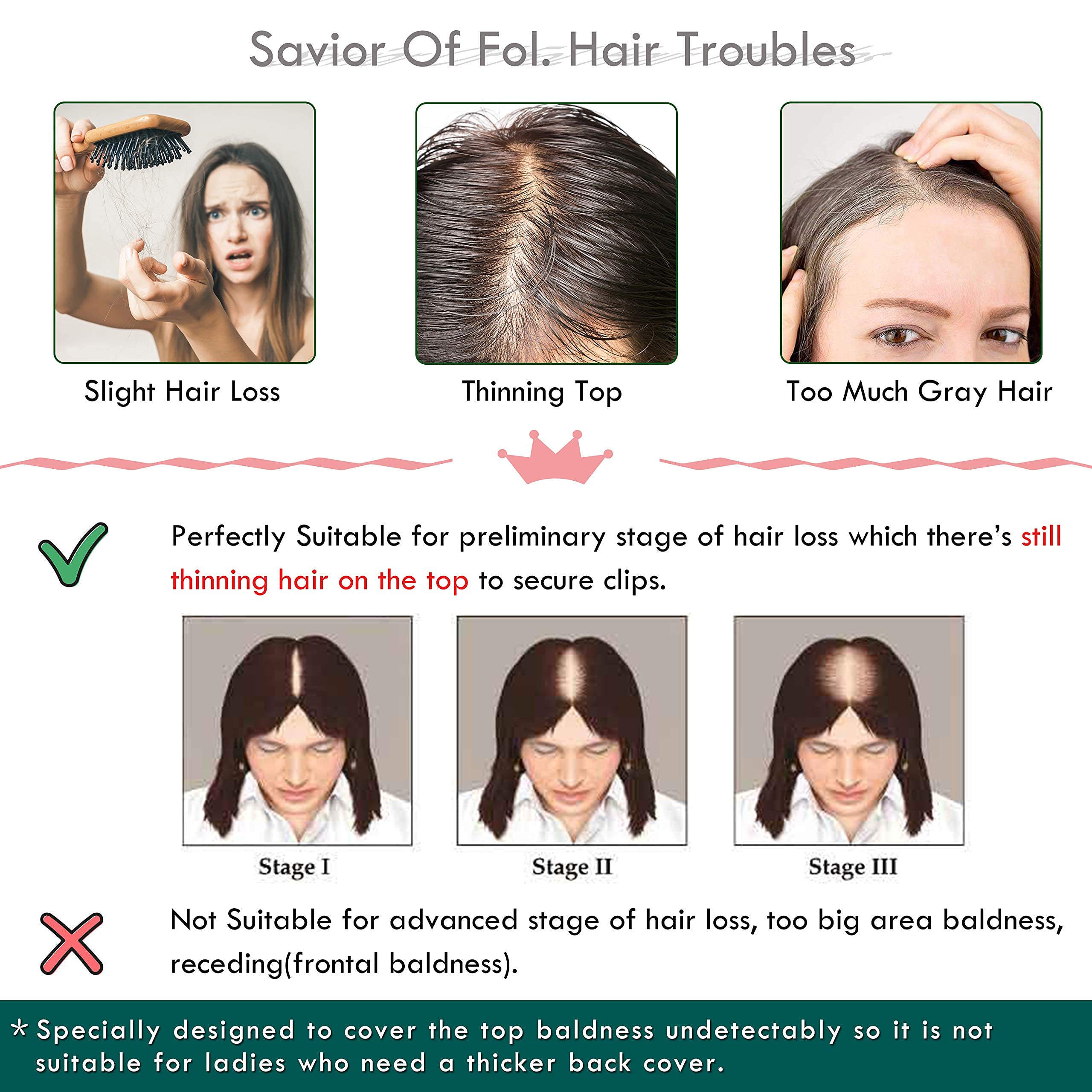 150% Density Human Hair Toppers with Bangs - Mono Base Clip-in Hairpiece for Women with Thinning Hair (10 Inch, Jet Black) | Natural Looking Hair Topper for Hair Loss & Gray Coverage - Perfect for Daily Wear, Work & Special Occasions