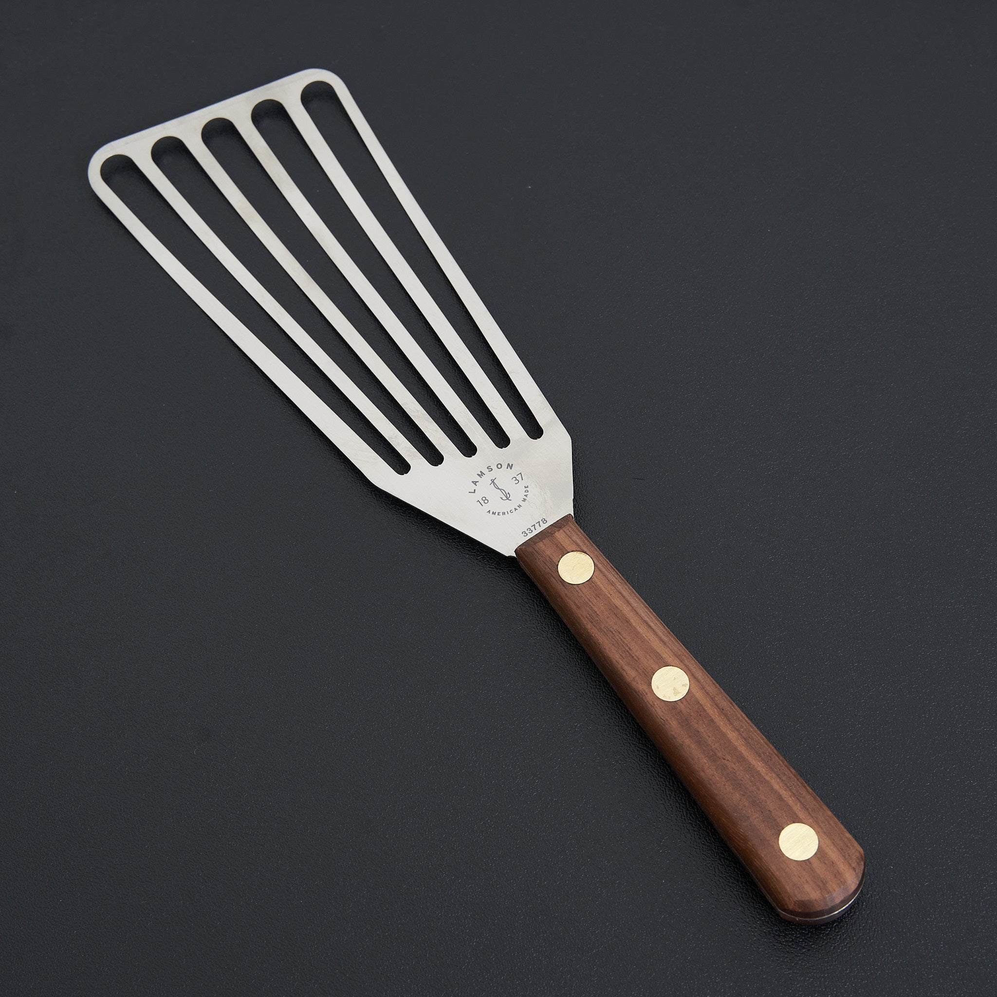 Premium Left-Handed Fish Spatula with Walnut Handle - Ergonomic Design for Delicate Fish Flipping - Perfect for Left-Handed Chefs, Home Cooks & Professional Kitchens