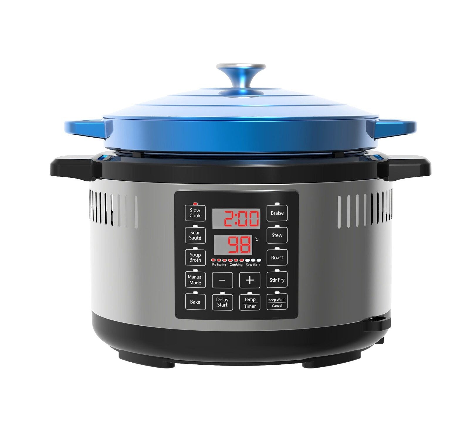6.5L Smart Digital Dutch Oven with 8 Cooking Presets - Stainless Steel Electric Slow Cooker for Soups, Stews & Meal Prep - Perfect for Family Dinners & Holiday Cooking