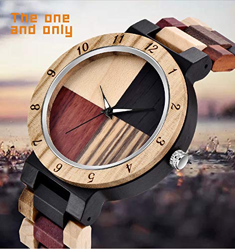 Stylish Unisex Wooden Watch for Women & Men - Handmade Zebra Wood & Bamboo Bracelet, Unique Geometric Design, Elegant Quartz Movement - Perfect for Casual Wear, Outdoor Adventures & Eco-Friendly Gifts