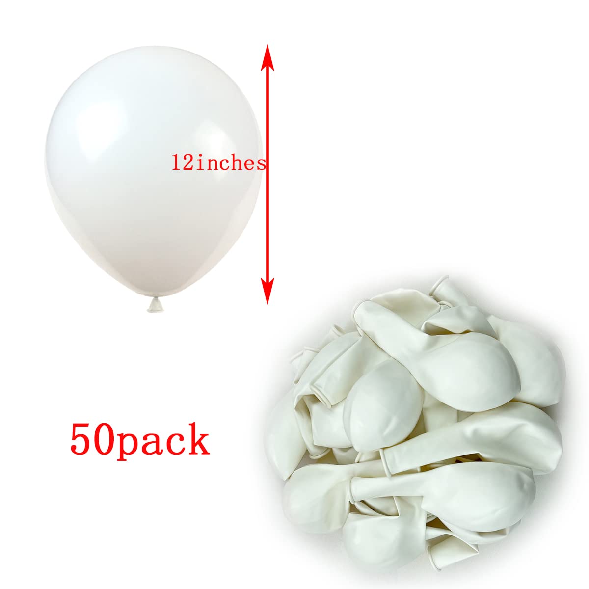 50 Pack White 12 Inch Latex Balloons for Wedding, Birthday Party, Baby Shower & Christmas Decorations - Perfect for Indoor/Outdoor Party Decor & Balloon Arches