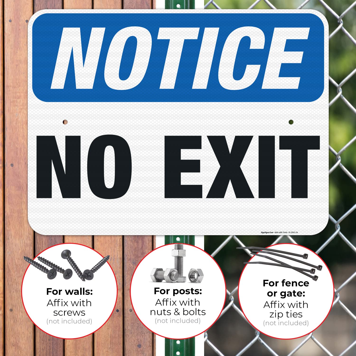 No Exit Sign - OSHA Compliant 18x24 Inch Reflective Aluminum Safety Sign | 3M EGP .080 Thick | Fade Resistant for Indoor & Outdoor Use | Made in USA | Perfect for Warehouses, Factories & Emergency Exits