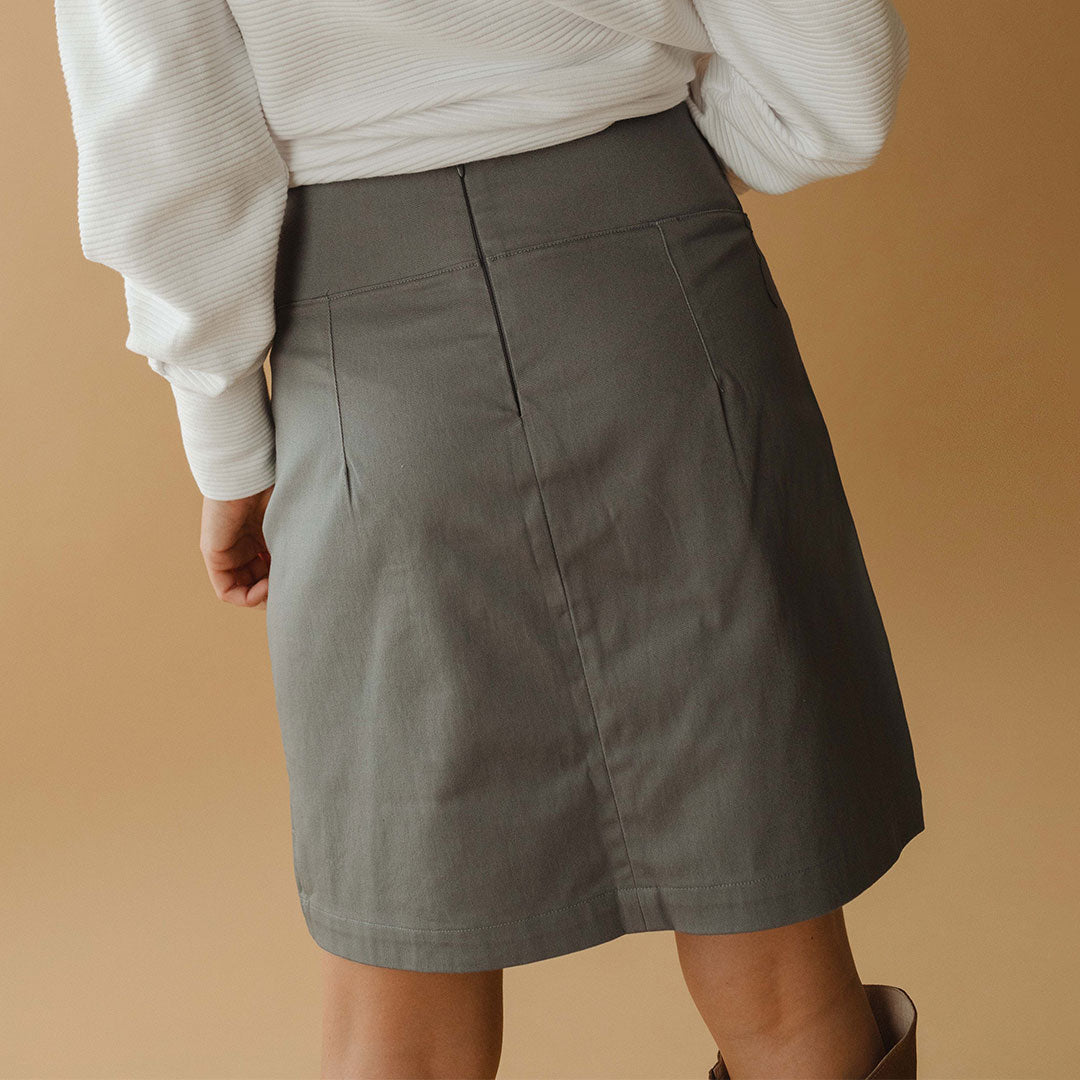 Stylish Grey Canvas Skirt for Women - Comfortable & Durable A-Line Skirt - Perfect for Casual Outings, Work & Summer Fashion