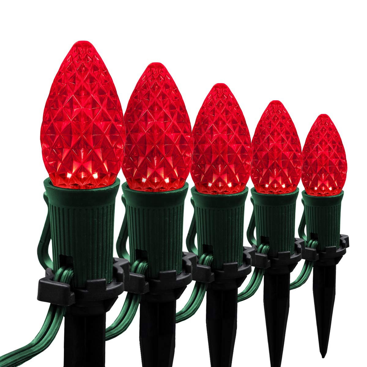 25' OptiCore LED C7 Red Christmas Lights - Outdoor Pathway Decor with 4.5