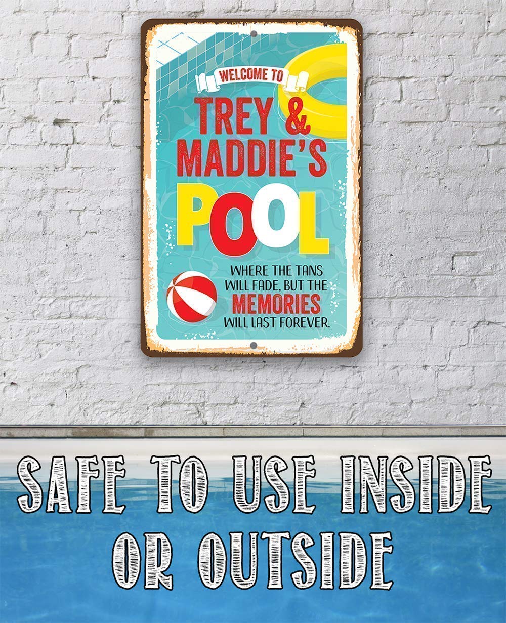 Custom Welcome to Our Pool Sign - Summer Pool Party Decor, Rustic Metal Swimming Pool Theme Accessory, Personalized Gift for Pool Owners (8x12 or 12x18) - Perfect for Backyard Pools, Beach Houses & Summer Gatherings