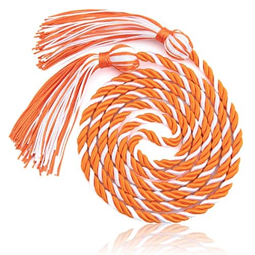 2025 Orange and White Graduation Honor Cords - 66 Inch Silk Sash with Tassel for High School & College Graduation Ceremonies, Commencement Parties & Academic Achievements