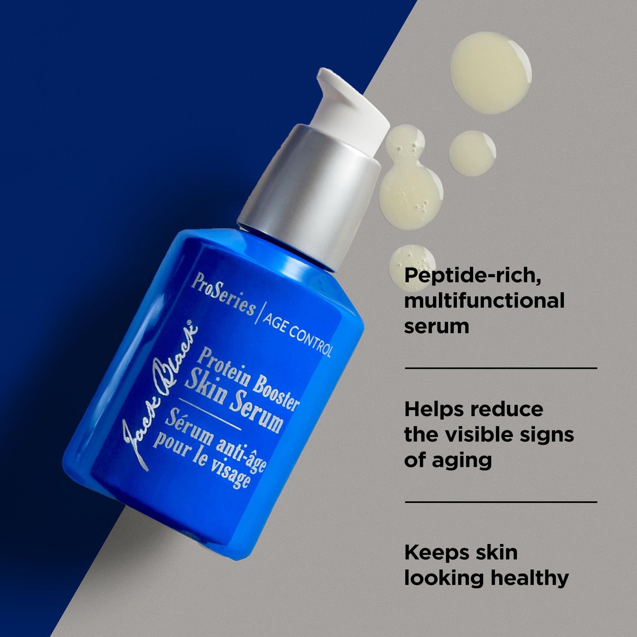 Jack Black Protein Booster Anti-Aging Face Serum for Men - ProSeries Age Control with Peptides & Antioxidants | Men's Skincare Treatment for Wrinkles & Fine Lines | Daily Hydration & Skin Repair