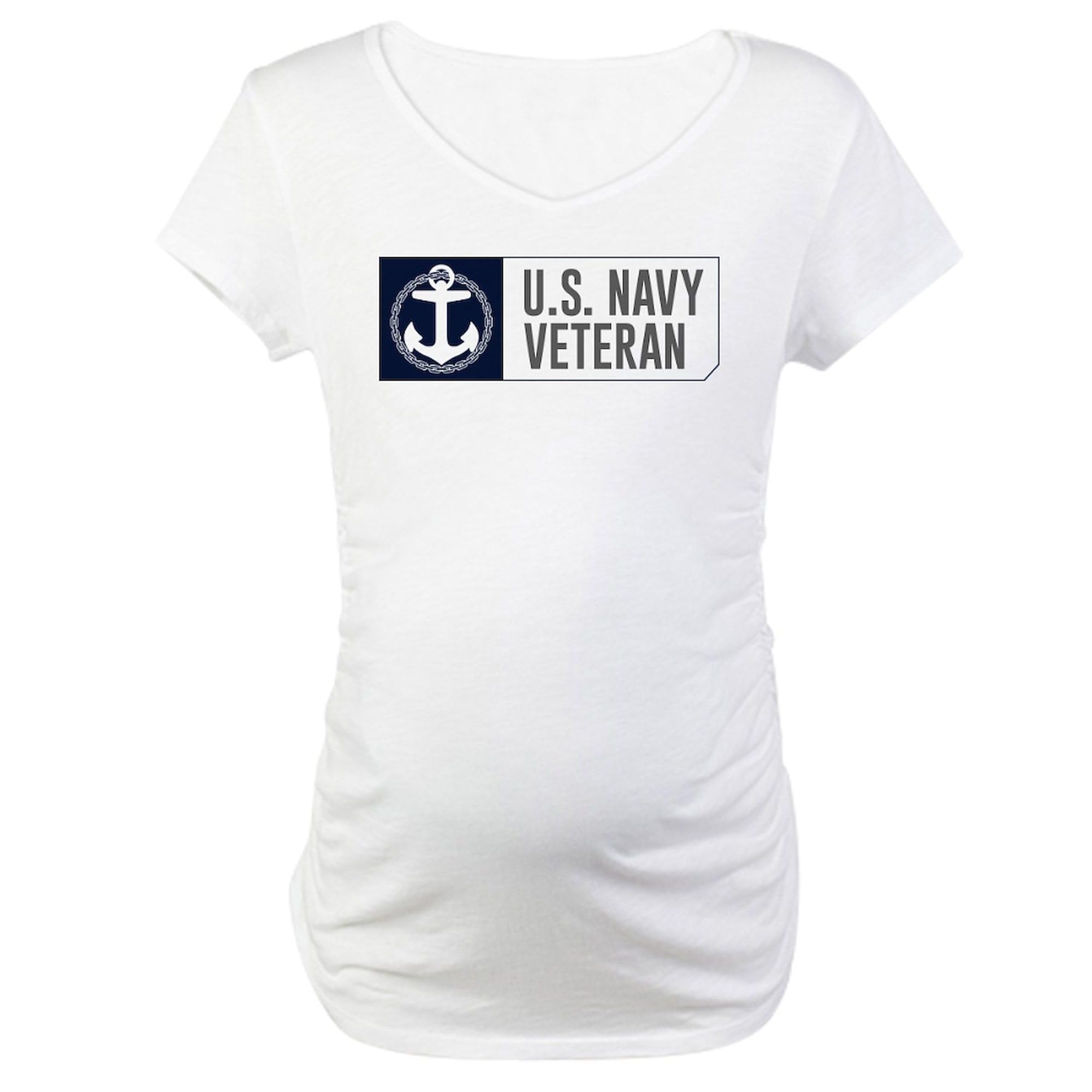 U.S. Navy Veteran Maternity T-Shirt for Women - Comfortable Ruched Side Design - Perfect for Military Moms, Pregnancy Announcements & Navy Pride Apparel