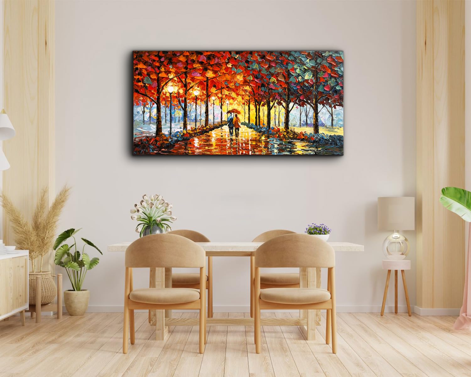 Hand Painted Abstract Oil Painting on Canvas 24x48 Inch - Large Contemporary Romantic Landscape Textured Wall Art for Living Room, Bedroom & Office Decor | Modern Home & Interior Design