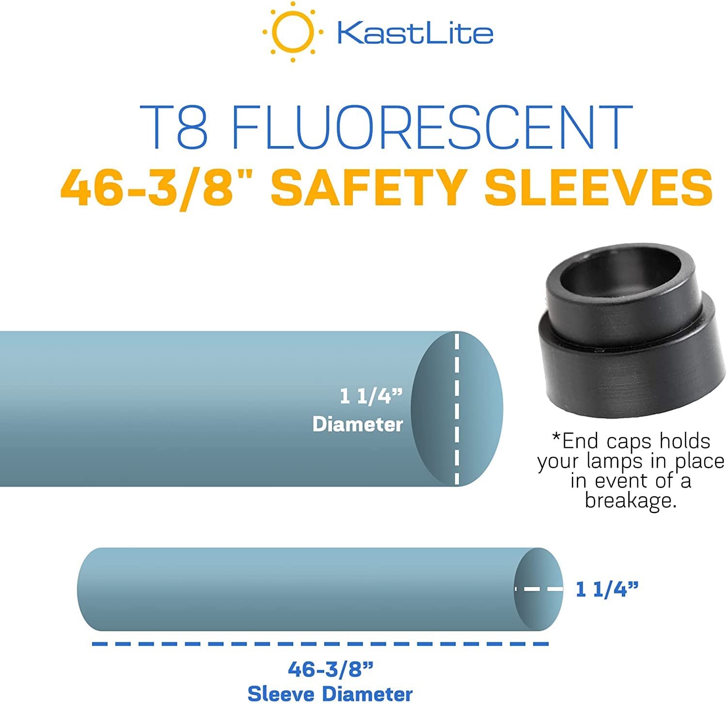 KastLite T8 LED/Fluorescent Tube Guard Sleeves with End Caps - 46-3/8